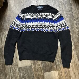 POLO Ralph Lauren Fair Isle Cotton Cashmere Angora Knit Pullover Sweater Large